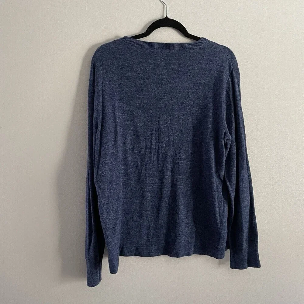 J.Crew Men M Blue Long Sleeve Lightweight Cotton Crewneck Pullover Sweater